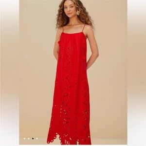 Farm Rio red Richelieu maxi dress
